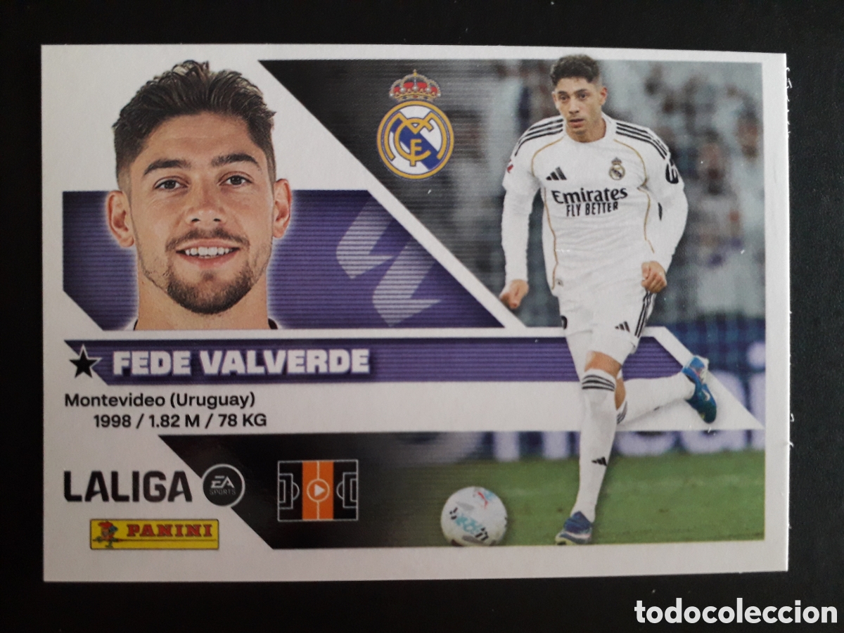 Cromos de f&uacute;tbol: FEDE VALVERDE REAL MADRID N&deg; 12 ED ESTE 2026 2027 26 27 SIN PEGAR PEDIDO M&Iacute;NIMO 3&euro;