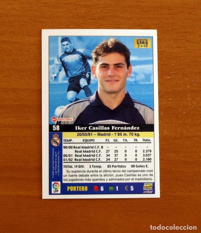 Cromos de f&uacute;tbol: Real Madrid -N&ordm; 58 Casillas - Mundicromo Las Fichas de la Liga 2002-2003, 02-03