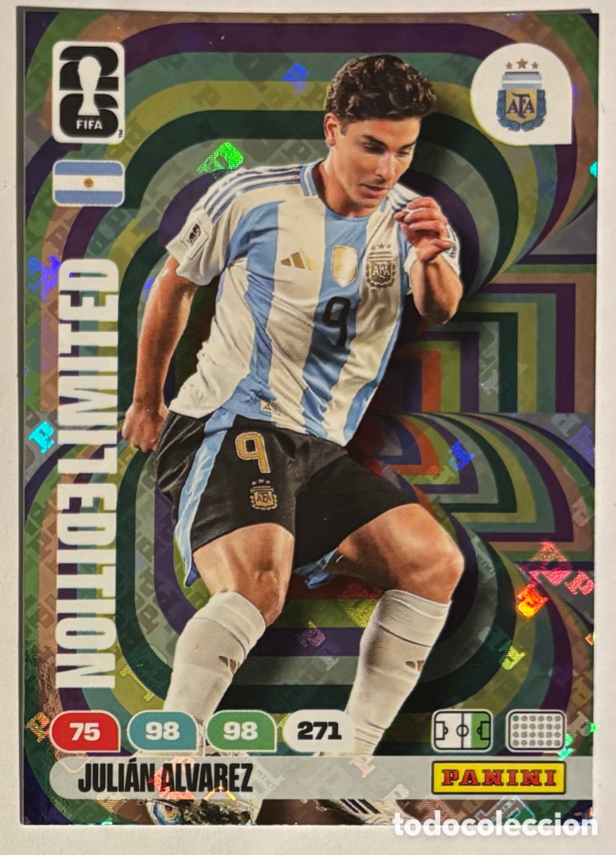 Cromos de f&uacute;tbol: JULI&Aacute;N &Aacute;LVAREZ (ARGENTINA). CARTA LIMITED EDITION PANINI ADRENALYN XL FIFA WORLD CUP 2026.