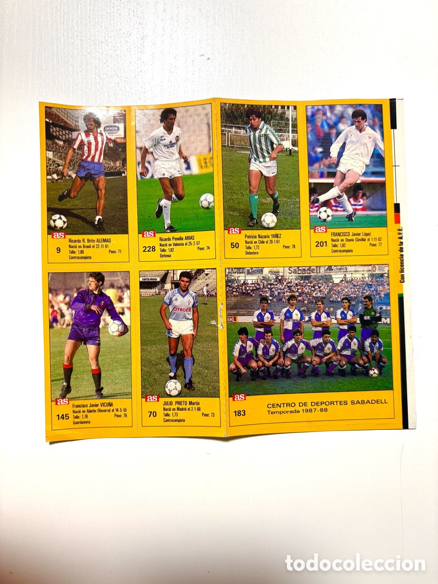 Cromos de f&uacute;tbol: L&aacute;mina Completa Revista AS - 7 Cromos Temporada 1987-1988 (Alem&atilde;o, Sabadell)