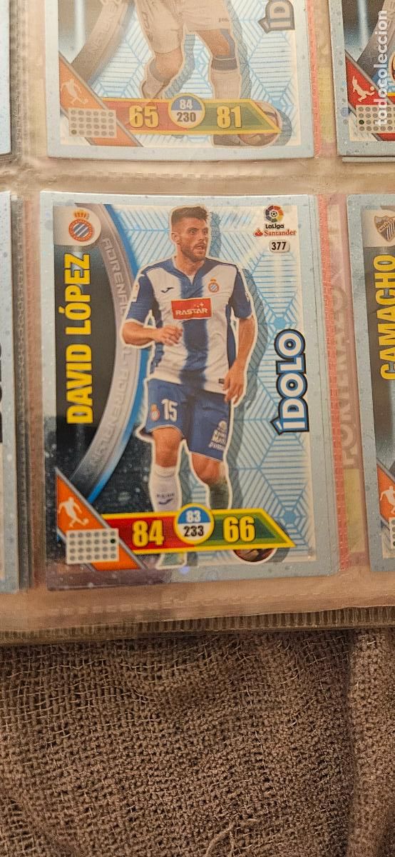 Fu&szlig;ball-Sticker: David L&oacute;pez - N&ordm; 377 - R.C.D. Espanyol - &Iacute;dolo - Adrenalyn 2016 2017 17 16