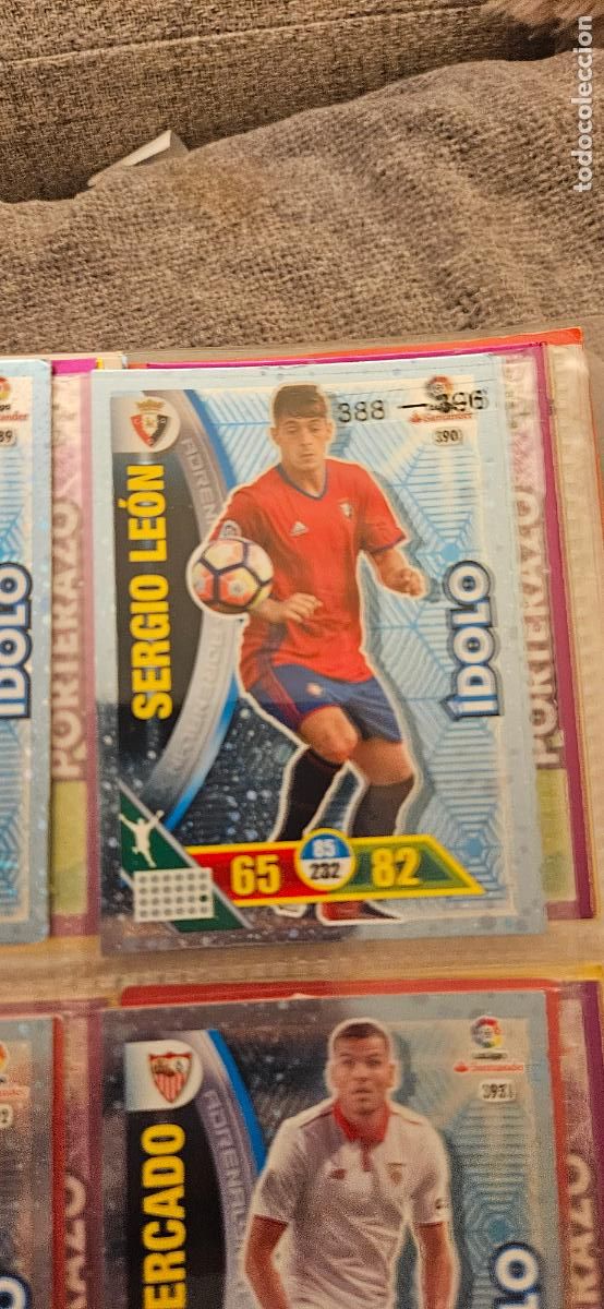 Fu&szlig;ball-Sticker: Sergio Le&oacute;n - N&ordm; 390 - C. At. Osasuna - &Iacute;dolo - Adrenalyn 2016 2017 17 16
