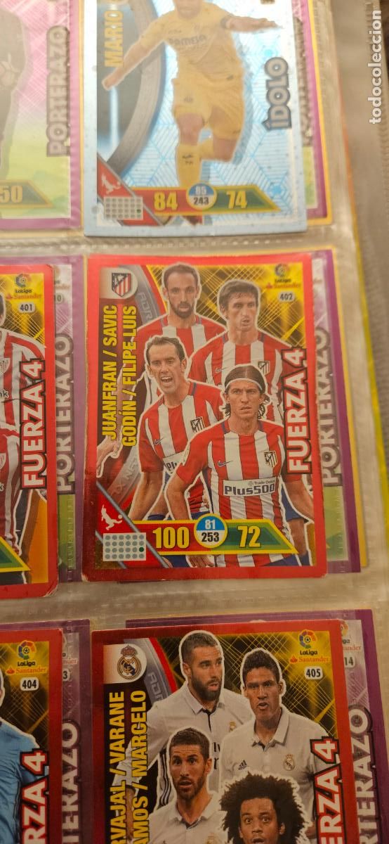Cartes &agrave; collectionner de Football: Juanfran / Stefan Savi? / Diego God&iacute;n / Filipe Lu&iacute;s - N&ordm; 402 - Atl&eacute;tico de Madrid - Fuerza 4