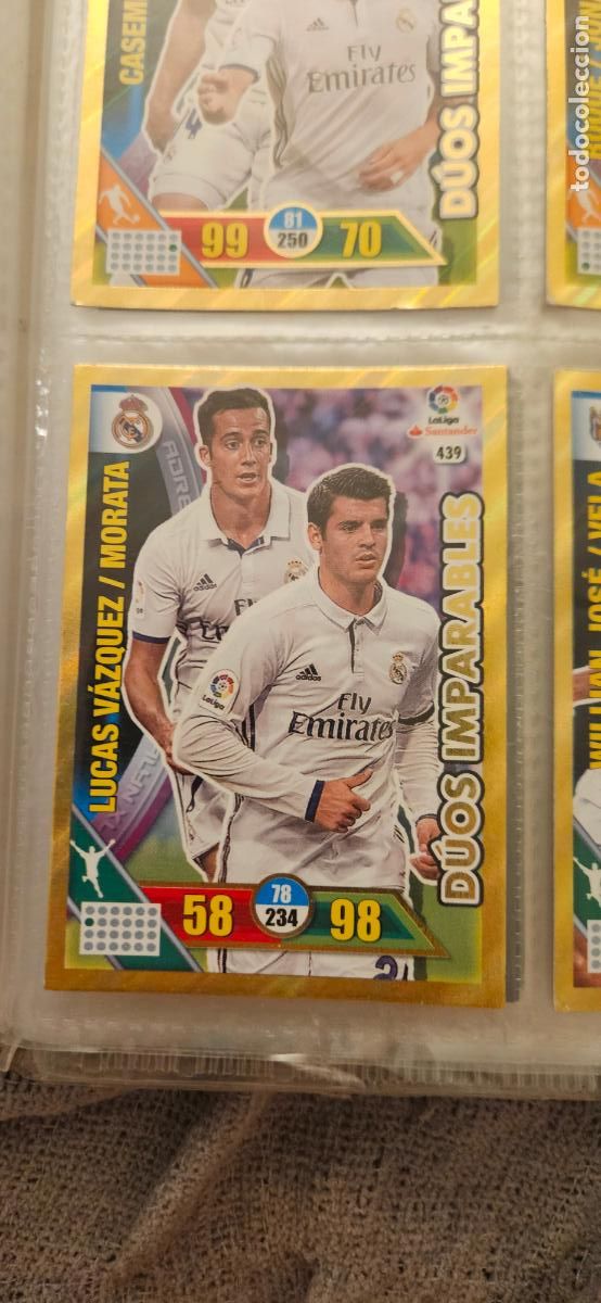 Figurine di Calcio: Lucas V&aacute;zquez / &Aacute;lvaro Morata - N&ordm; 439 - Real Madrid - D&uacute;os Imparables - Adrenalyn 2016 2017