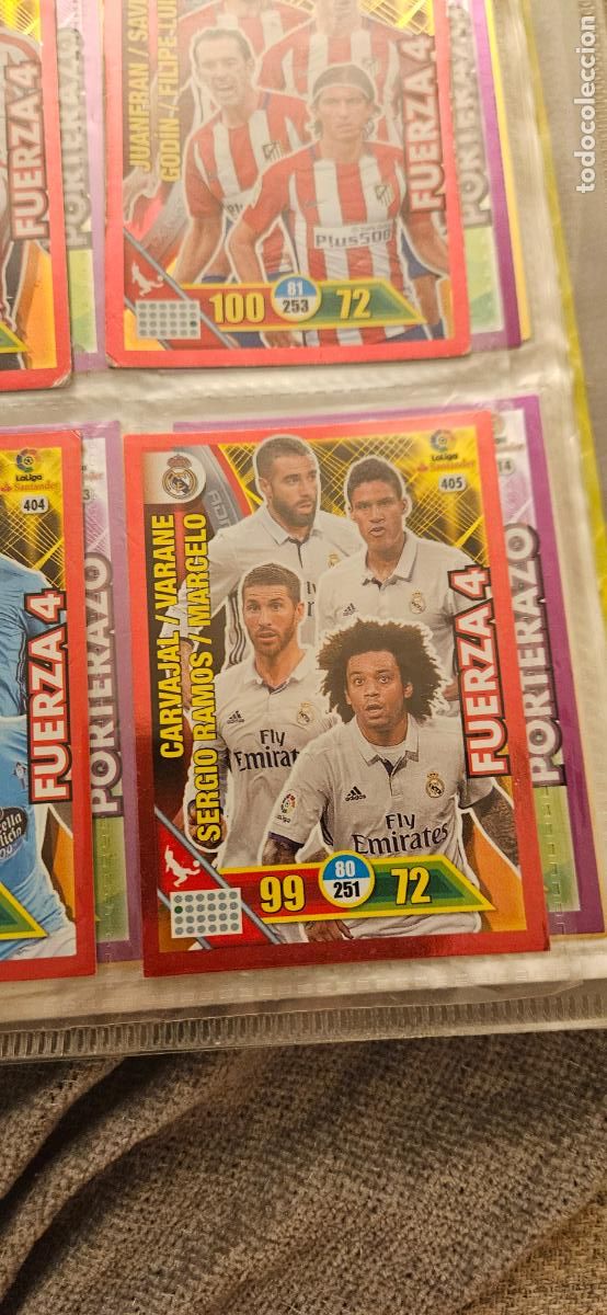 Cartes &agrave; collectionner de Football: Dani Carvajal / Rapha&euml;l Varane / Sergio Ramos / Marcelo - N&ordm; 405 - Real Madrid - Fuerza 4 -