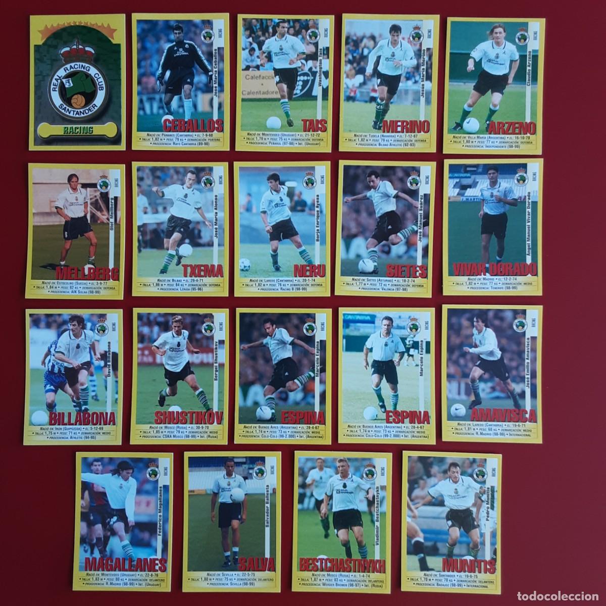 Cromos de f&uacute;tbol: LOTE 19 CROMOS DIFERENTES RACING SANTANDER LIGA 1999 2000 99 00 EDITORIAL PANINI SIN PEGAR