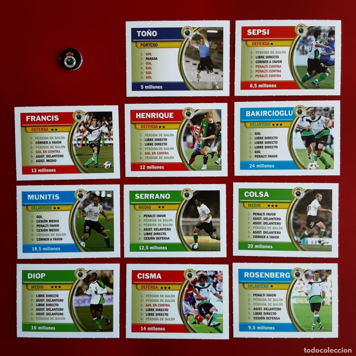 Cromos de f&uacute;tbol: EQUIPO COMPLETO RACING SANTANDER LIGA 2010 2011 10 11 EL JUEGO DE LA LIGA MAGIA BORRAS