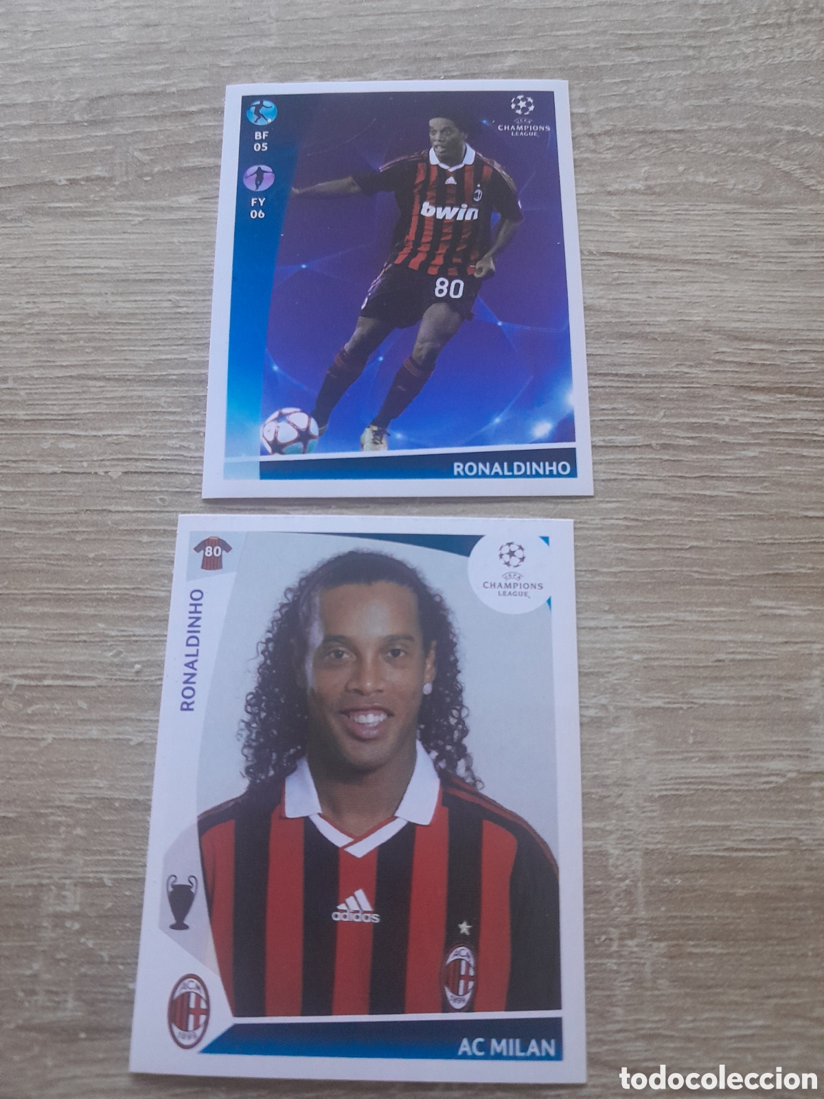 Cromos de f&uacute;tbol: Lote 2 cromos uefa champions league 2009 2010 ronaldinho milan n&ordm; 153 y n&ordm; 558
