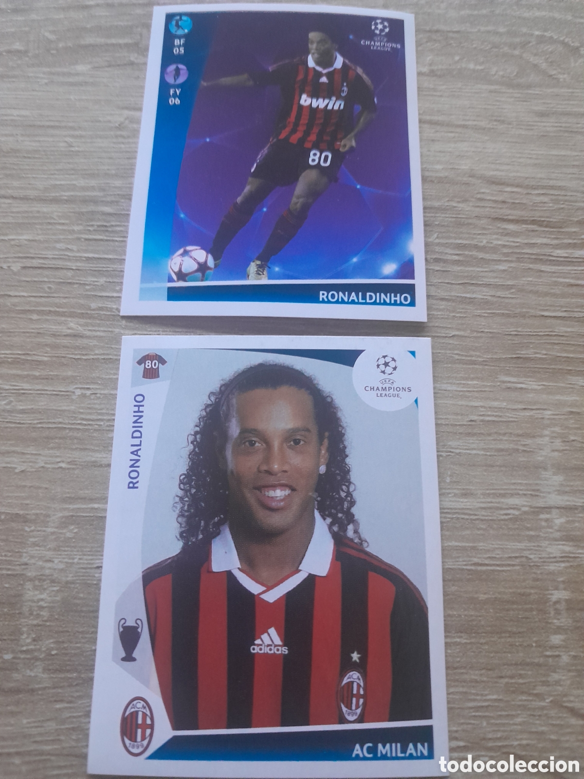 Cromos de f&uacute;tbol: Lote 2 cromos uefa champions league 2009 2010 ronaldinho milan n&ordm; 153 y n&ordm; 558
