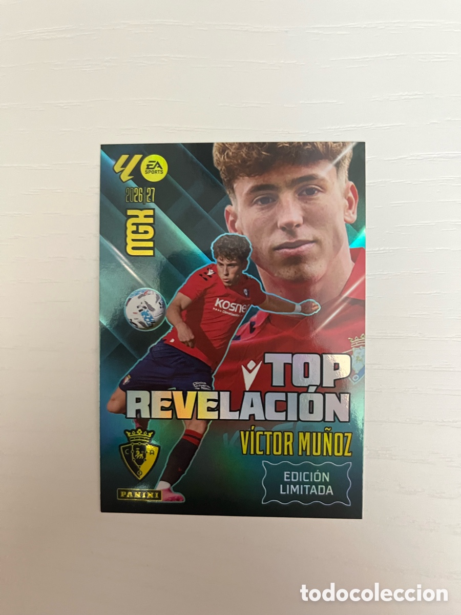 Cromos de f&uacute;tbol: V&Iacute;CTOR MU&Ntilde;OZ TOP REVELACI&Oacute;N EDICI&Oacute;N LIMITADA MEGACRACKS MGK 2026 2027 26 27 OSASUNA LIVERPOOL