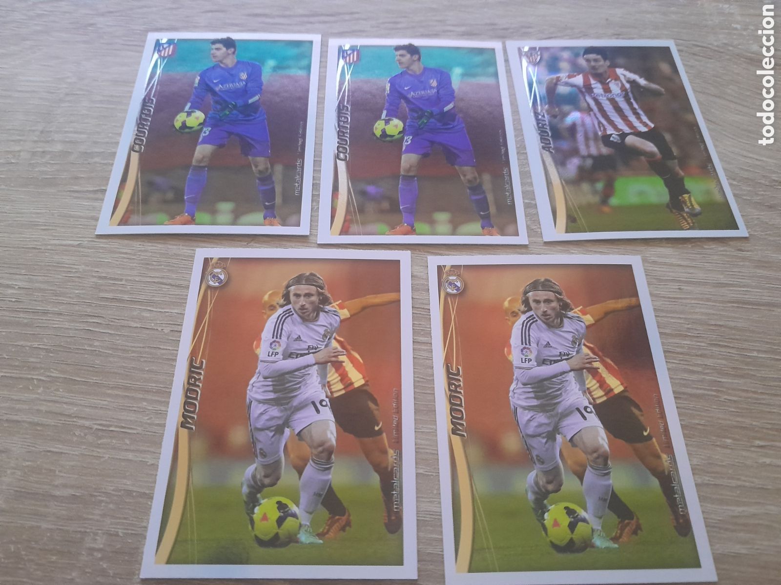 Football Stickers: lote 5 cromos (Brillo Liso) - 2014 2015 - Mundicromo Liga metalCard 2014-15