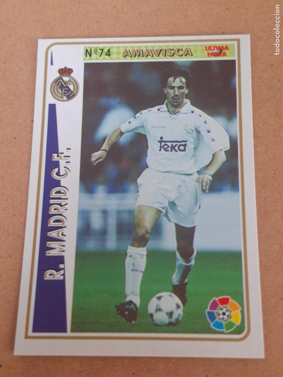 Football Stickers: MUNDICROMO 94 95 1994 1995 - UH &Uacute;LTIMA HORA 74 AMAVISCA - REAL MADRID