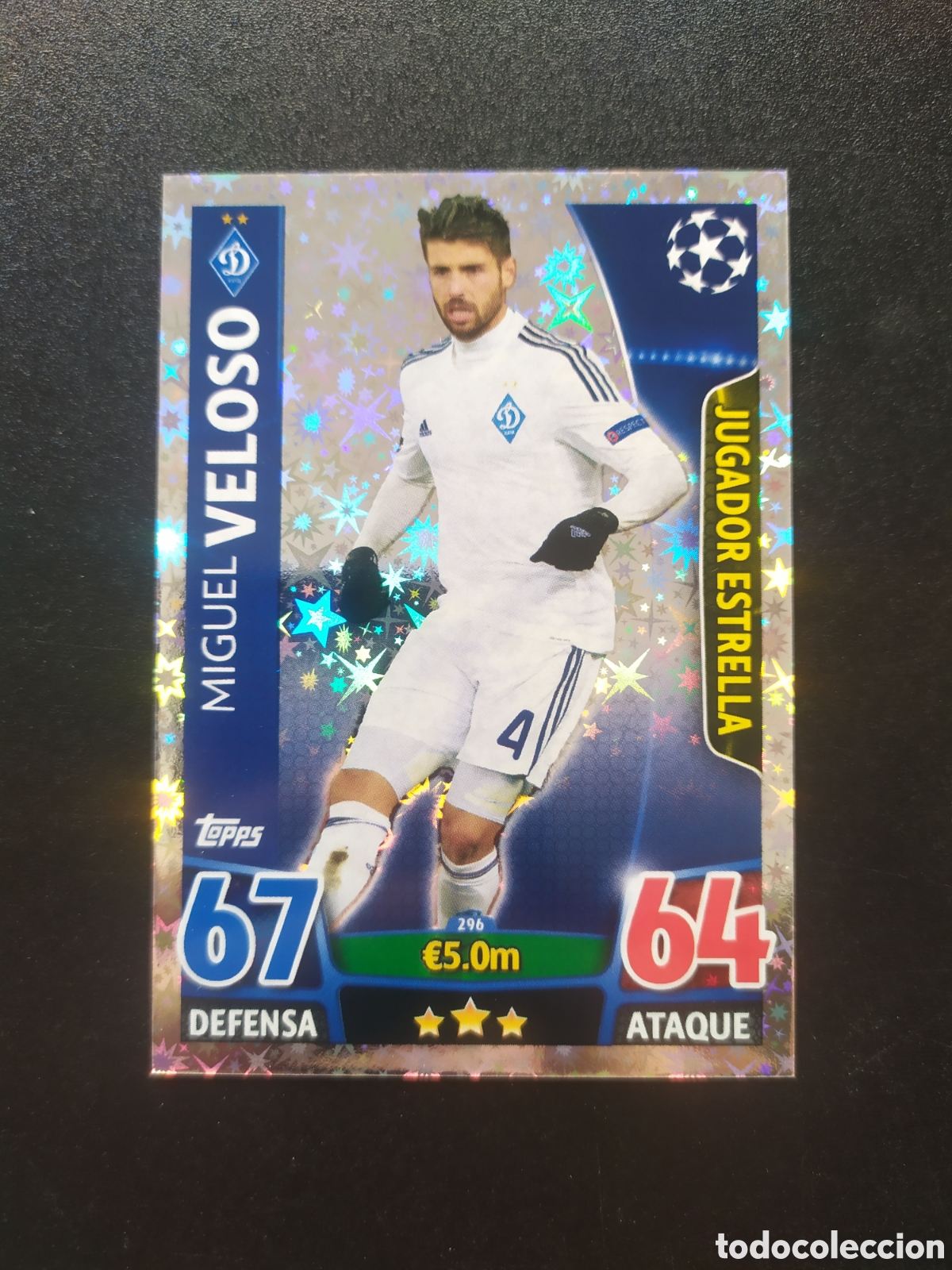 Cartes &agrave; collectionner de Football: UEFA Champions match attax topps 2015 2016 15 16 Veloso jugador estrella n&deg; 296 Dinamo Kiev