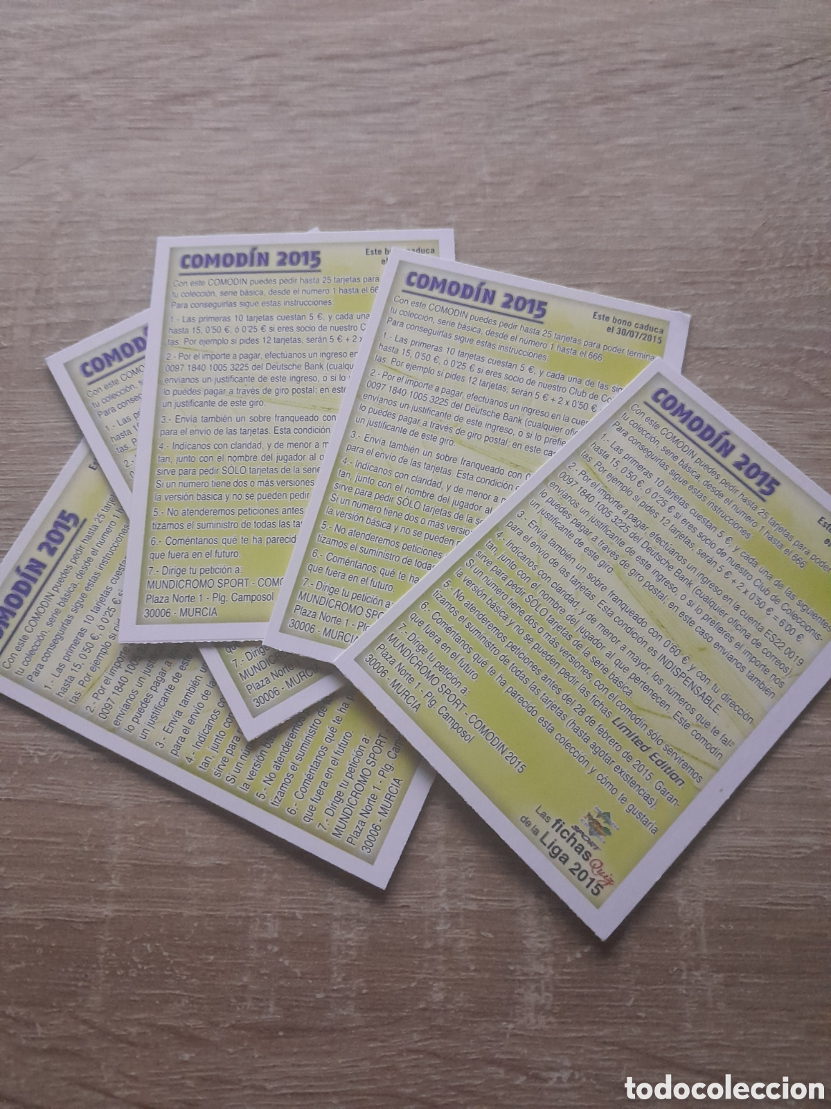 Cromos de f&uacute;tbol: lote 5 cromos mundicromo fichas liga comodin 2015