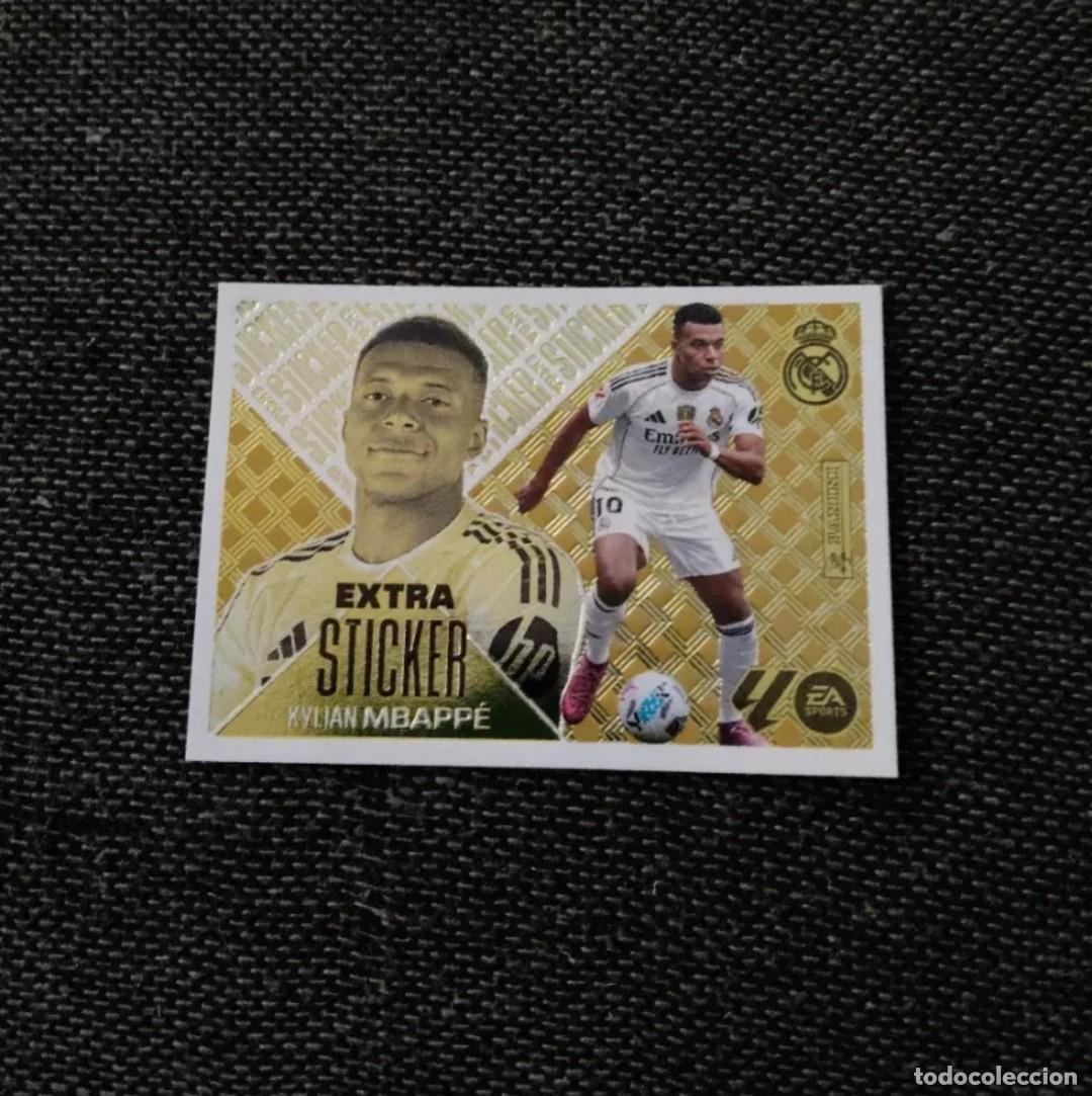 Cromos de f&uacute;tbol: Sticker extra dorado Mbappe real Madrid liga este 2026-27