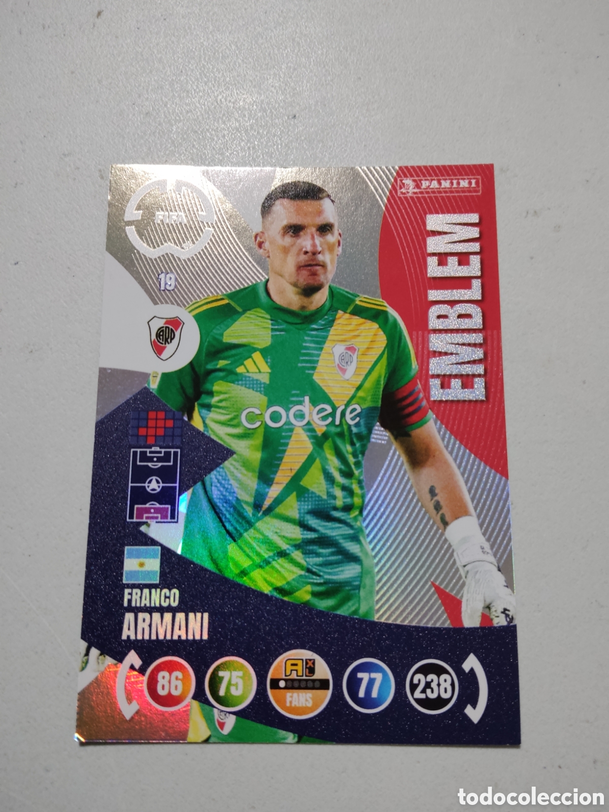Cromos de f&uacute;tbol: 19 FRANCO ARMANI EMBLEM RIVER PLATE MUNDIAL DE CLUBES ADRENALYN 2025