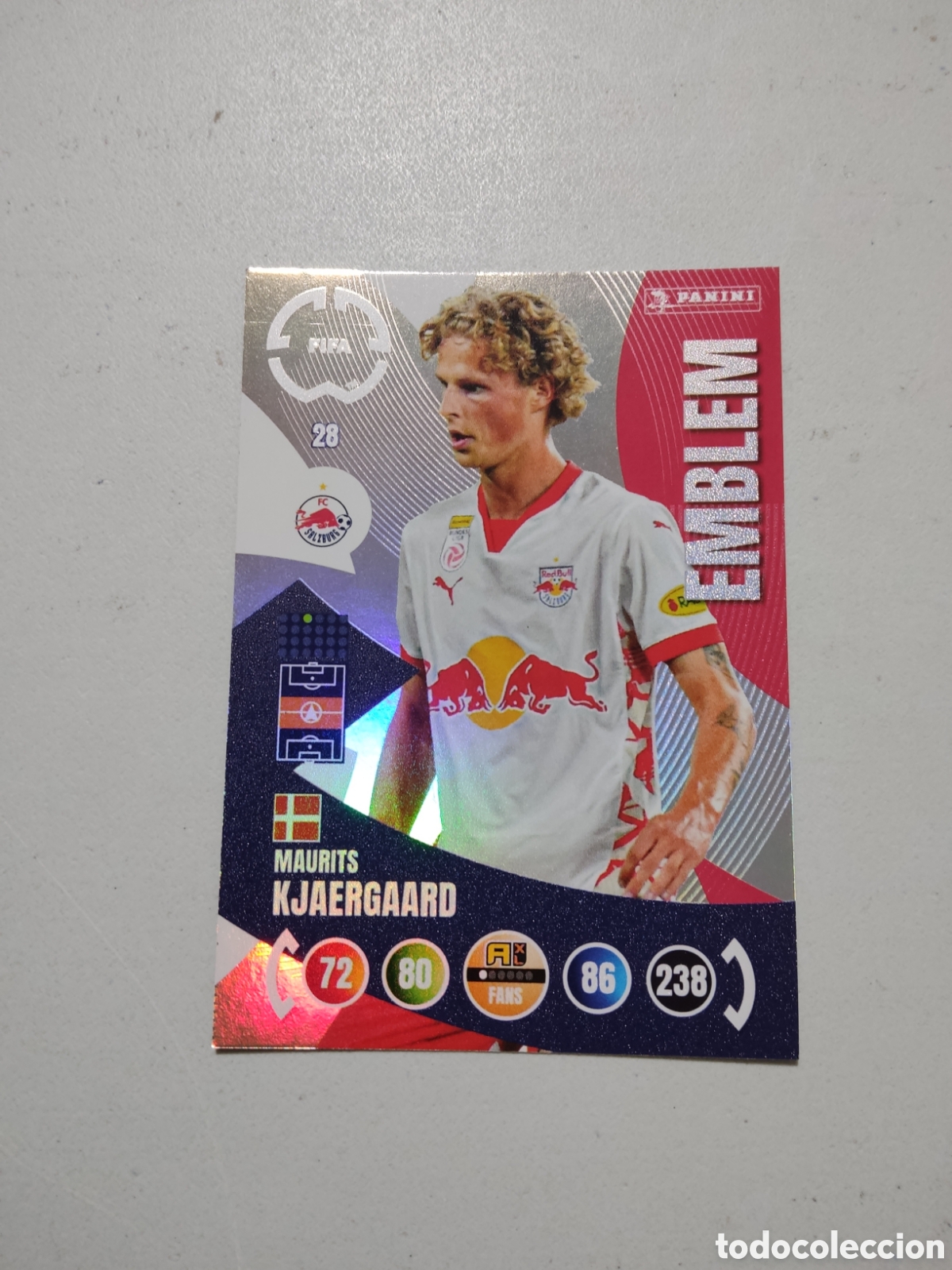 Cromos de f&uacute;tbol: 28 MAURITS KJAERGAARD EMBLEM SALZBURG MUNDIAL DE CLUBES ADRENALYN 2025