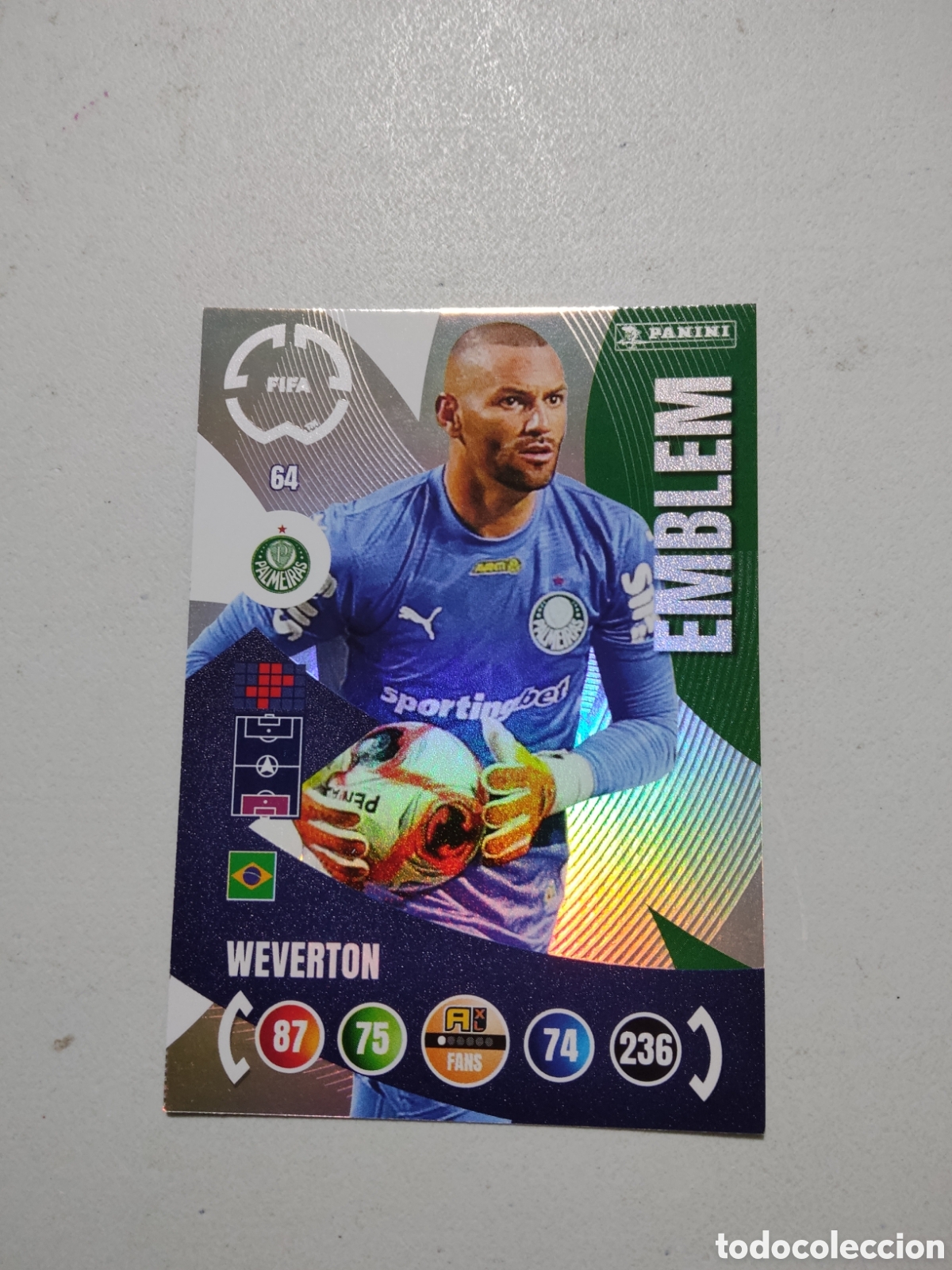 Cromos de f&uacute;tbol: 64 WEVERTON EMBLEM PALMEIRAS MUNDIAL DE CLUBES ADRENALYN 2025