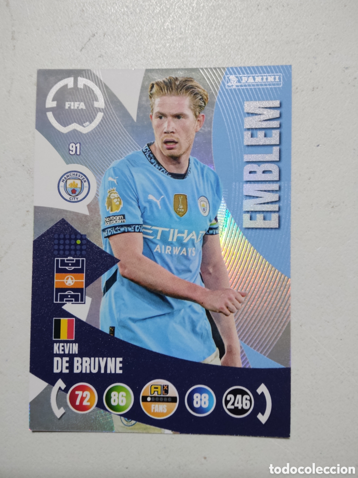 Cromos de f&uacute;tbol: 91 KEVIN DE BRUYNE MANCHESTER CITY EMBLEM MUNDIAL DE CLUBES ADRENALYN 2025