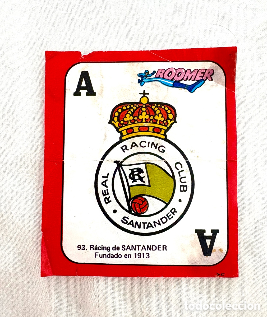 Cromos de f&uacute;tbol: CROMO 93 ROJO DIF&Iacute;CIL ESCUDO RACING SANTANDER BOOMER ASES DE LA LIGA 82 83 . Muy bien