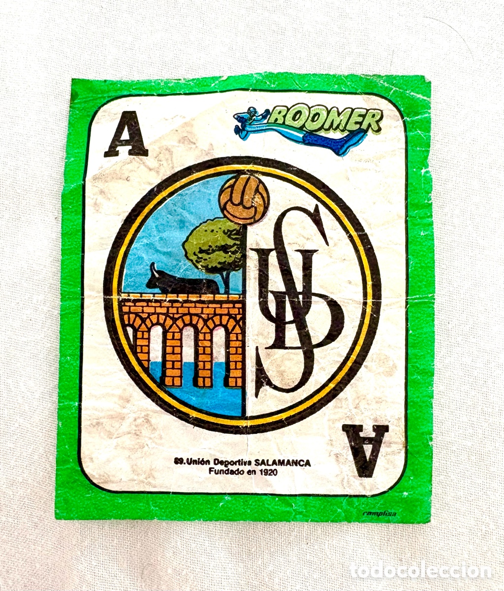 Cromos de f&uacute;tbol: CROMO 89 ESCUDO SALAMANCA VERDE dif&iacute;cil letra peque&ntilde;a BOOMER ASES DE LA LIGA 82 83 . Muy bien