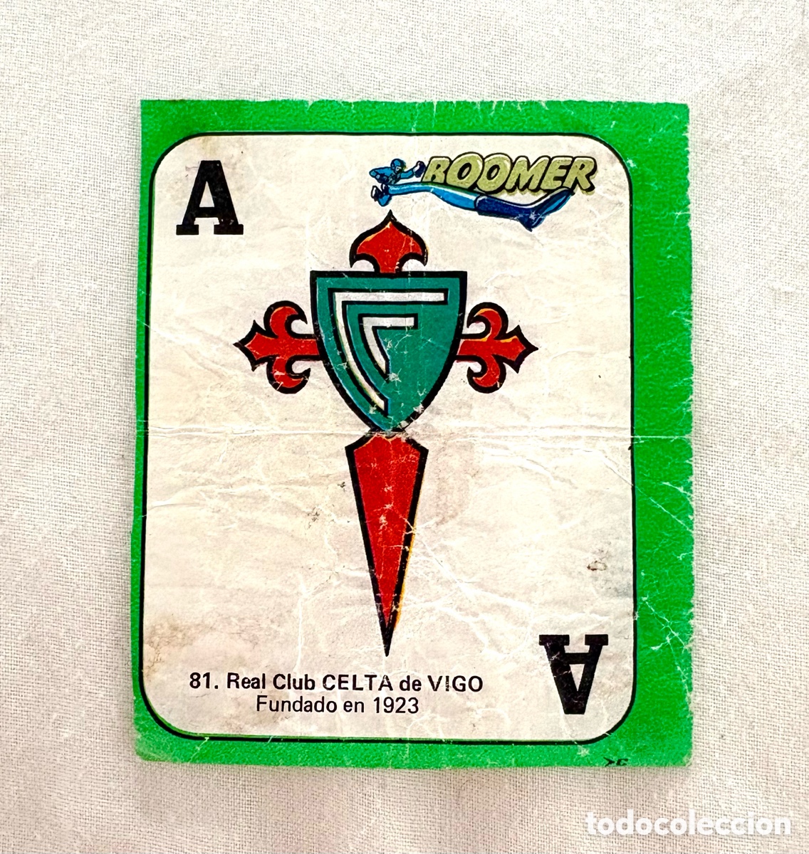 Cromos de f&uacute;tbol: CROMO 81 DIF&Iacute;CIL Y RARO ESCUD&Oacute; VERDE CELTA VIGO BOOMER ASES DE LA LIGA 82 83 . Muy bien