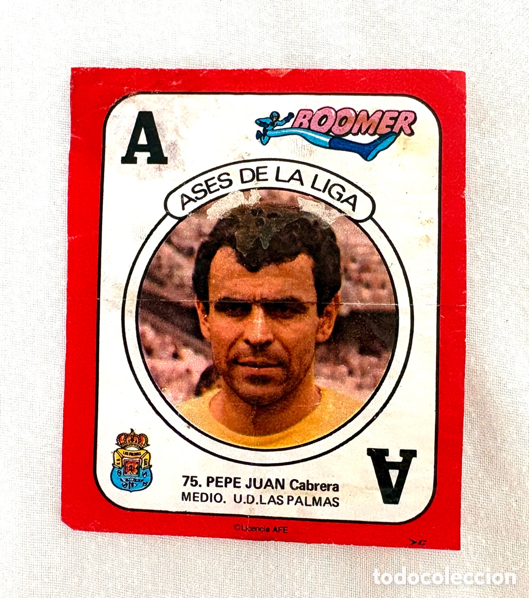 Cromos de f&uacute;tbol: CROMO 75 PEPE JUAN LAS PALMAS ROJO BOOMER ASES DE LA LIGA 82 83 . El de la foto