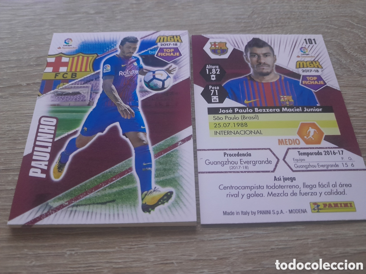 Cromos de f&uacute;tbol: n&ordm; 101 paulinho barcelona megacracks 2017 2018 cromo liga mgk 2017-18