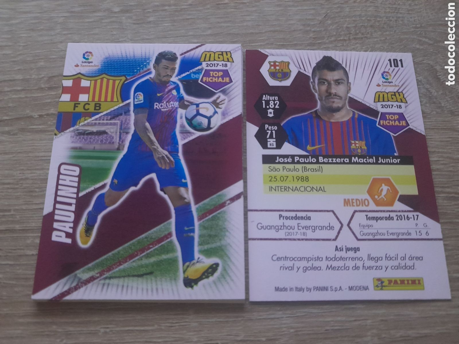 Cromos de f&uacute;tbol: n&ordm; 101 paulinho barcelona megacracks 2017 2018 cromo liga mgk 2017-18