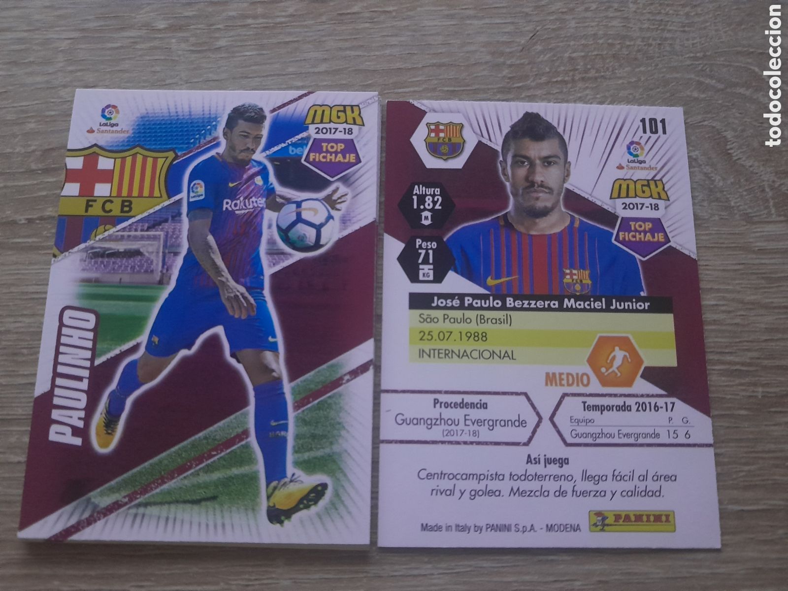 Cromos de f&uacute;tbol: n&ordm; 101 paulinho barcelona megacracks 2017 2018 cromo liga mgk 2017-18