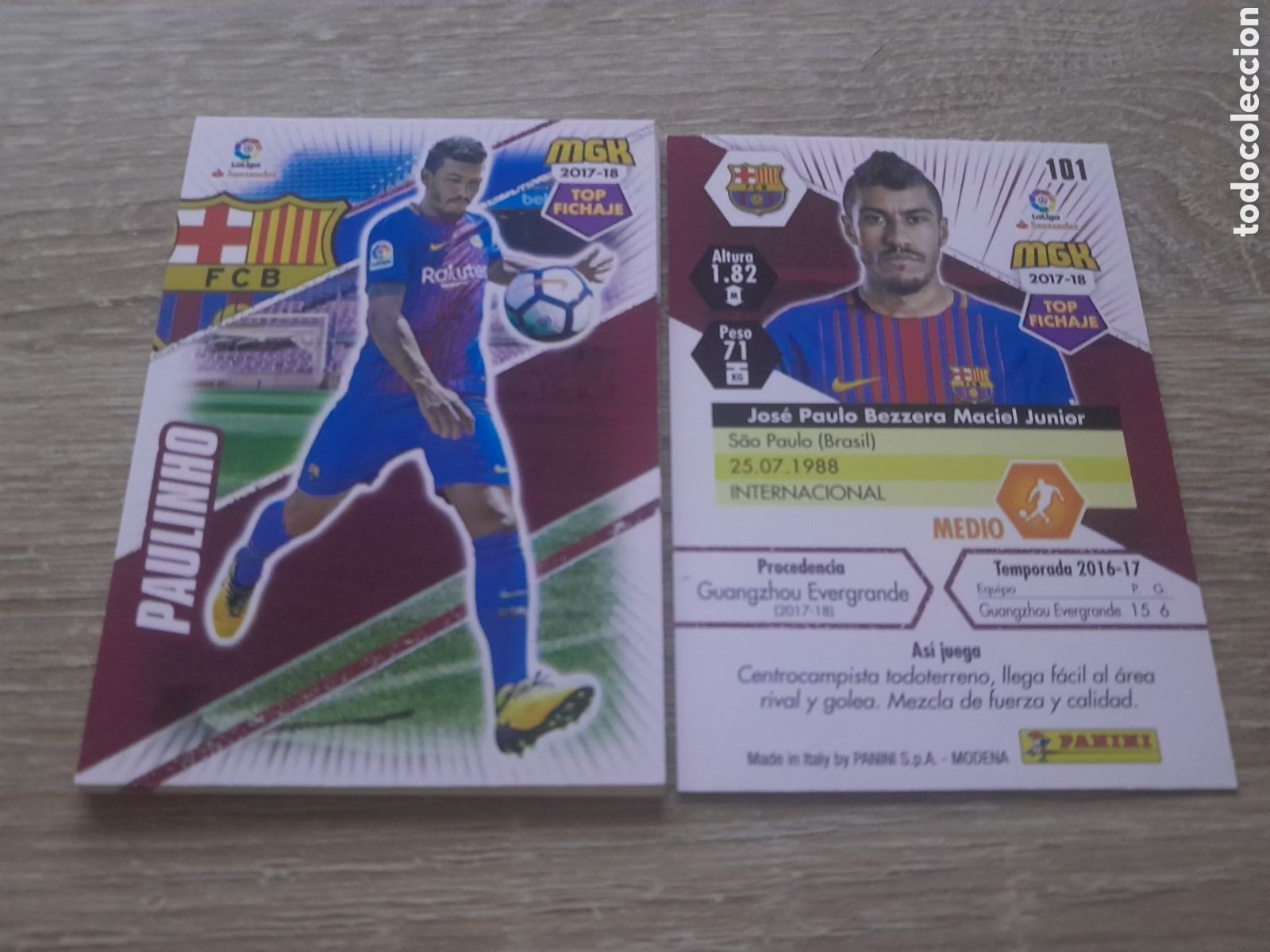 Cromos de f&uacute;tbol: n&ordm; 101 paulinho barcelona megacracks 2017 2018 cromo liga mgk 2017-18