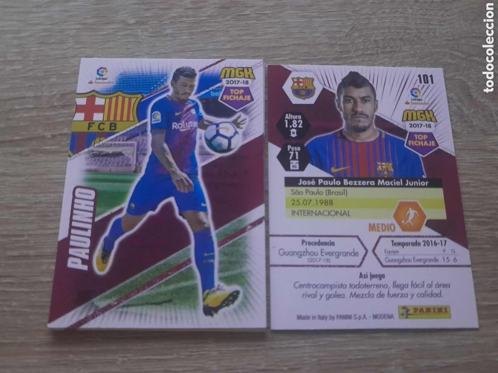 Cromos de f&uacute;tbol: n&ordm; 101 paulinho barcelona megacracks 2017 2018 cromo liga mgk 2017-18