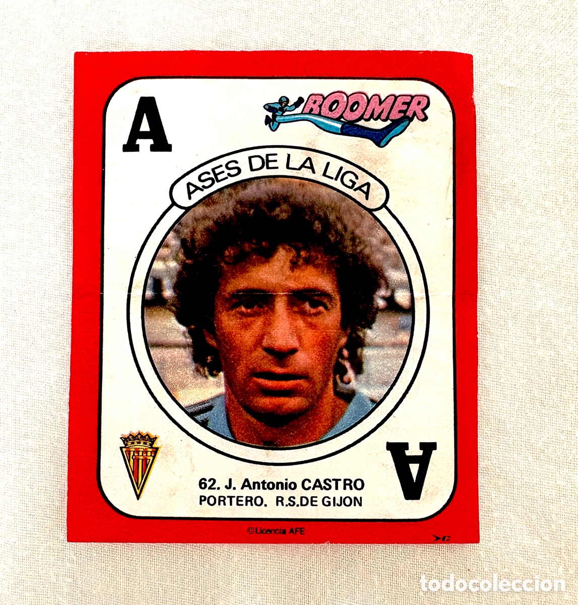 Cromos de f&uacute;tbol: CROMO 62 MUY DIF&Iacute;CIL CASTRO GIJ&Oacute;N LETRAS GRANDES ROJO BOOMER ASES DE LA LIGA 82 83 Estado muy bueno