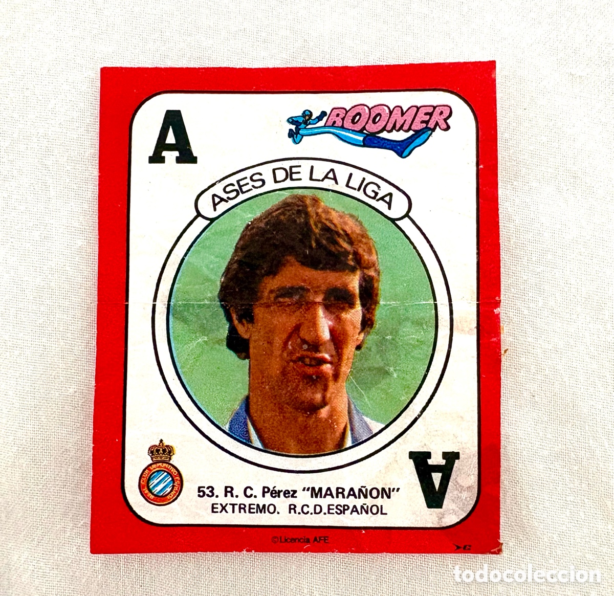 Fu&szlig;ball-Sticker: CROMO 53 UNICO MUY DIFICIL MARA&Ntilde;ON ESPA&Ntilde;OL ROJO BOOMER ASES DE LA LIGA 82 83 . Muy bien