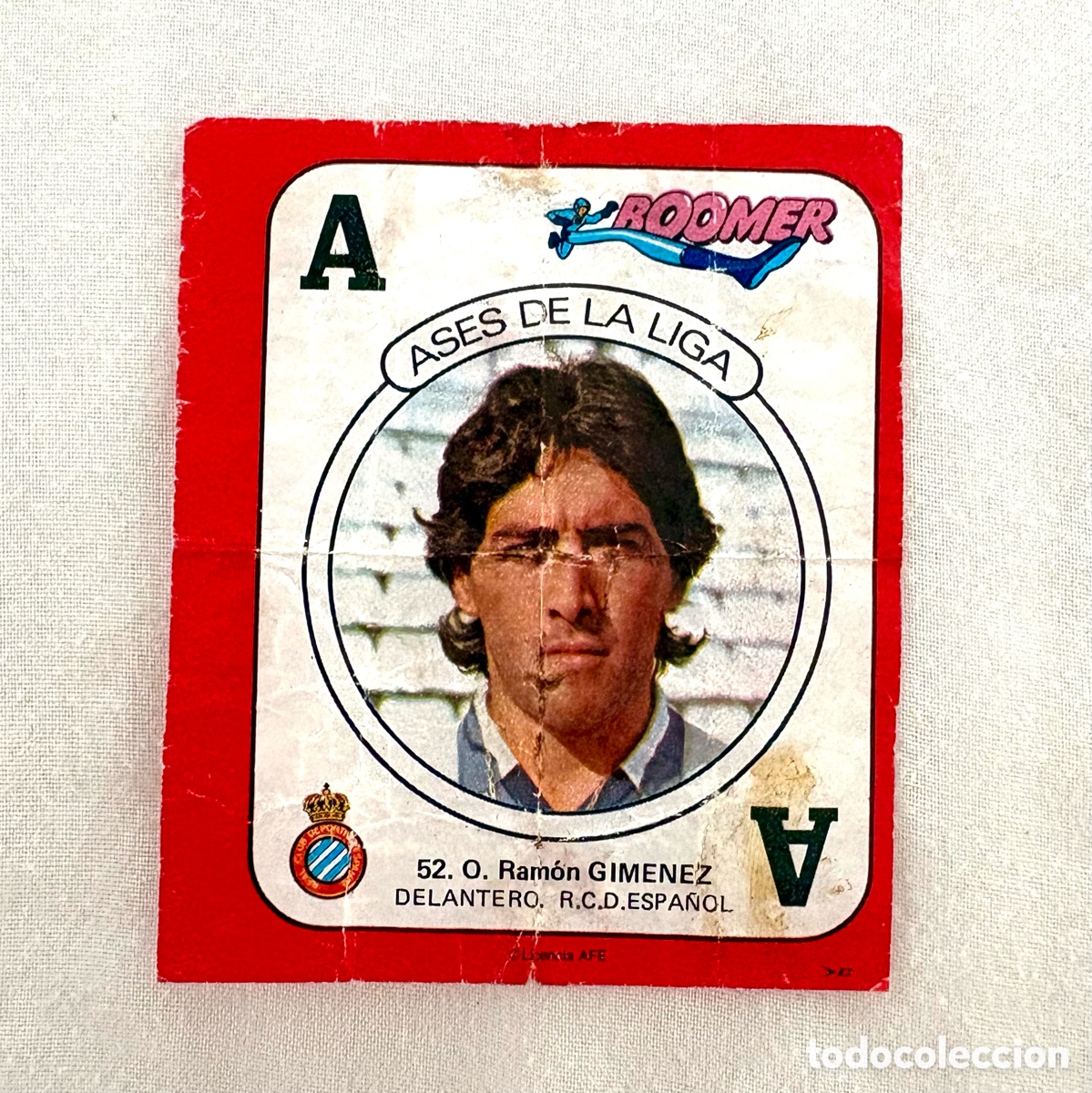 Fu&szlig;ball-Sticker: CROMO 52 GIM&Eacute;NEZ ESPA&Ntilde;OL ROJO BOOMER ASES DE LA LIGA 82 83 . bien