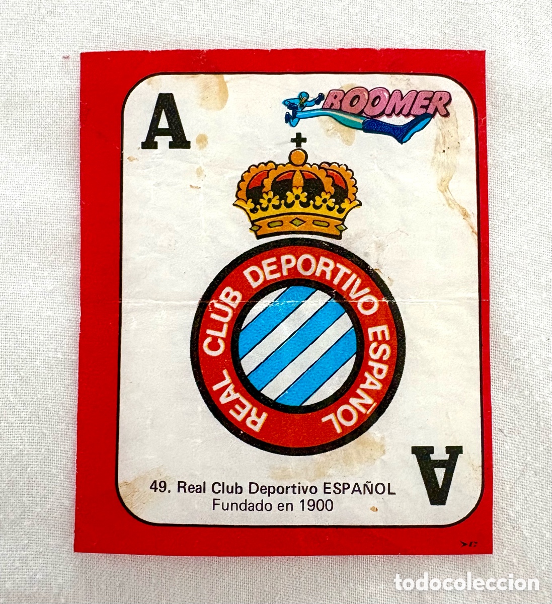 Cromos de f&uacute;tbol: CROMO 49 ESCASO ESCUDO ESPA&Ntilde;OL ROJO BOOMER ASES DE LA LIGA 82 83 . Bien