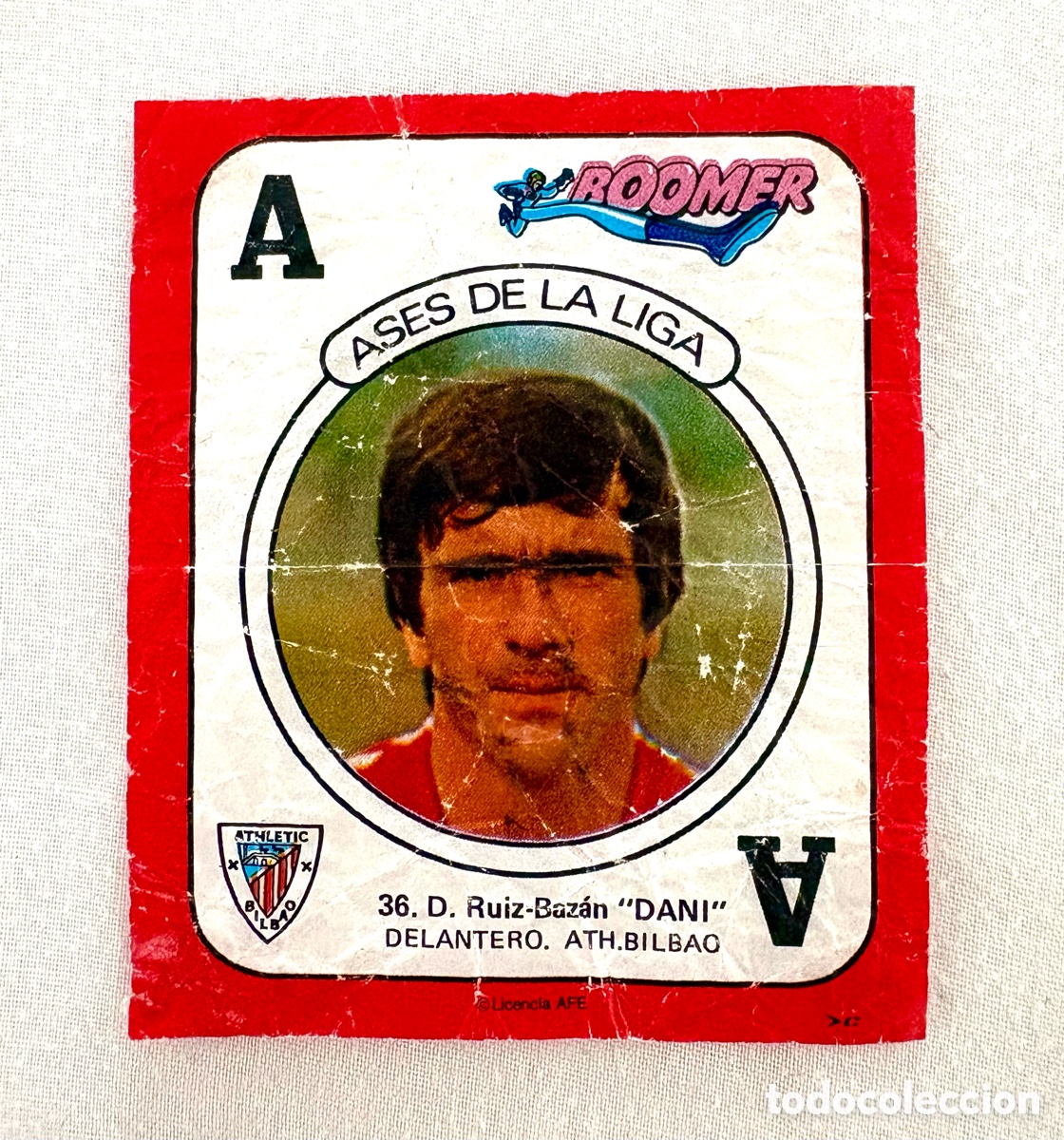 Cromos de f&uacute;tbol: CROMO 36 MUY DIF&Iacute;CIL DANI ATLETIC BILBAO ROJO BOOMER ASES DE LA LIGA 82 83 . El de la foto