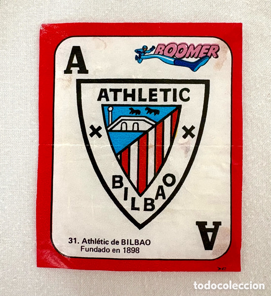 Cromos de f&uacute;tbol: CROMO 31 IMPOSIBLE ESCUDO ATHLETIC BILBAO ROJO BOOMER ASES DE LA LIGA 82 83 . MUY BIEN .