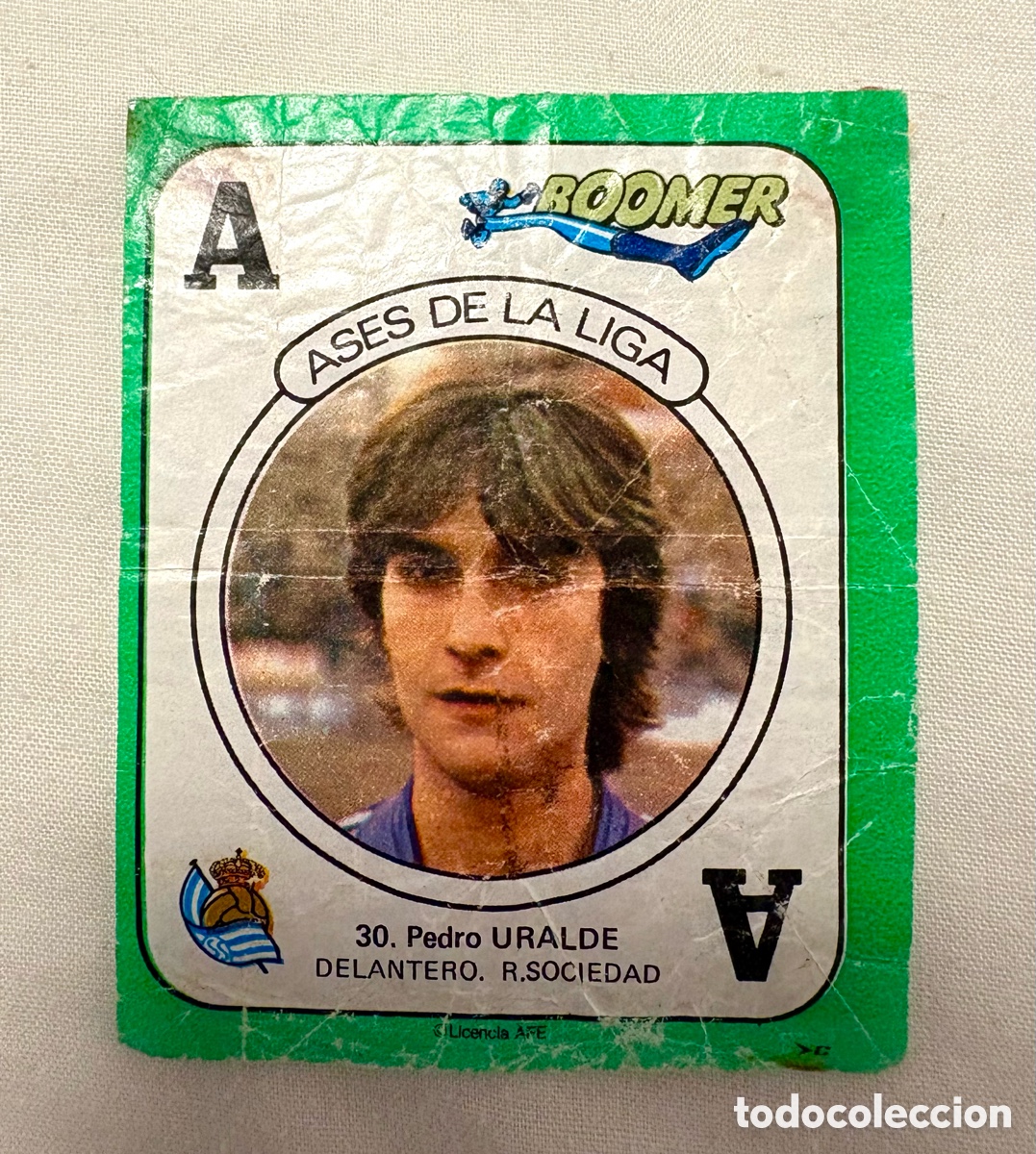 Cromos de f&uacute;tbol: CROMO 30 MUY DIFICIL URALDE VERDE REAL SOCIEDAD BOOMER ASES DE LA LIGA 82 83 . El de la foto