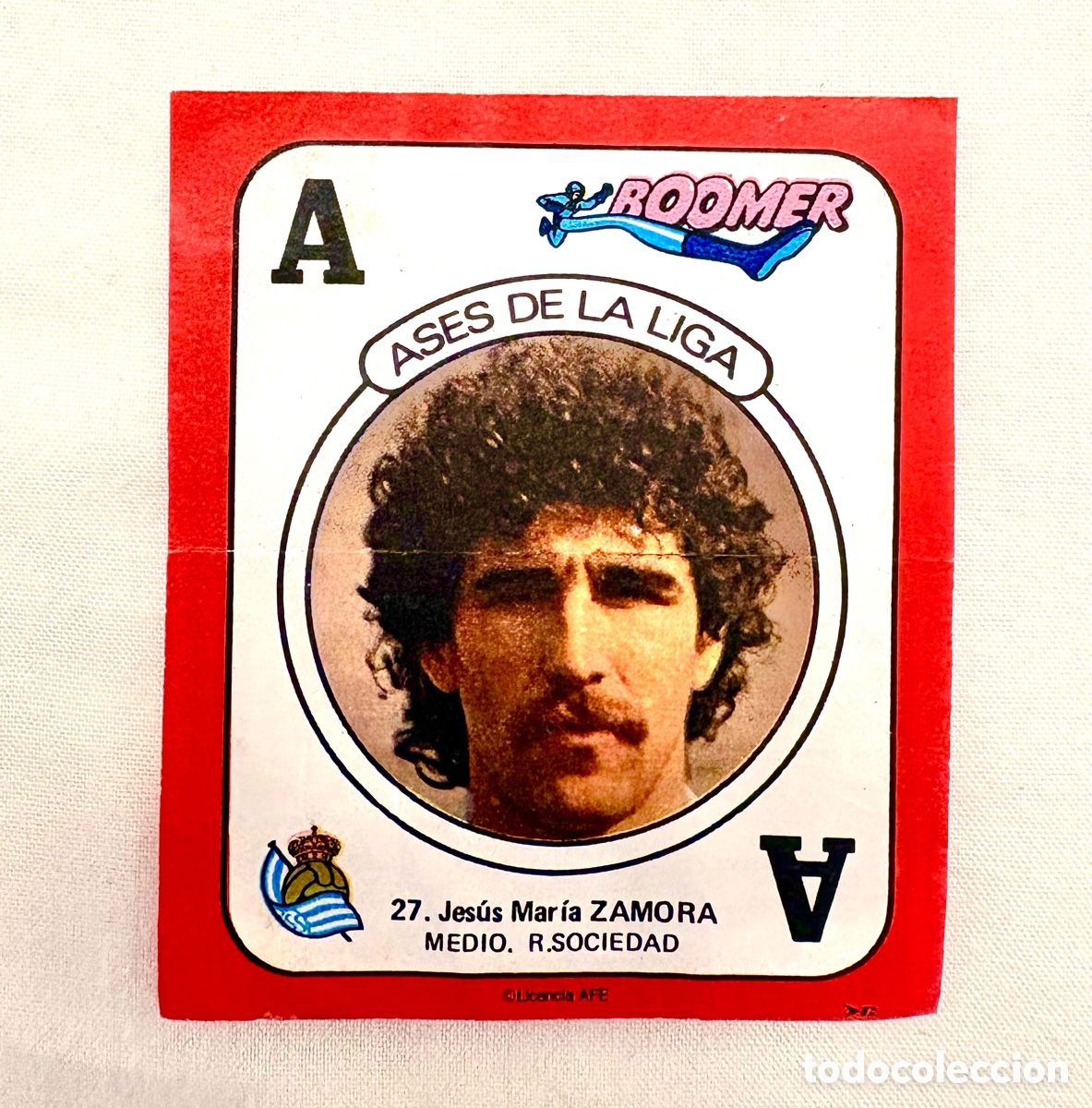 Cromos de f&uacute;tbol: CROMO 27 MUY DIF&Iacute;CIL ZAMORA ROJO REAL SOCIEDAD BOOMER ASES DE LA LIGA 82 83 . Muy bien