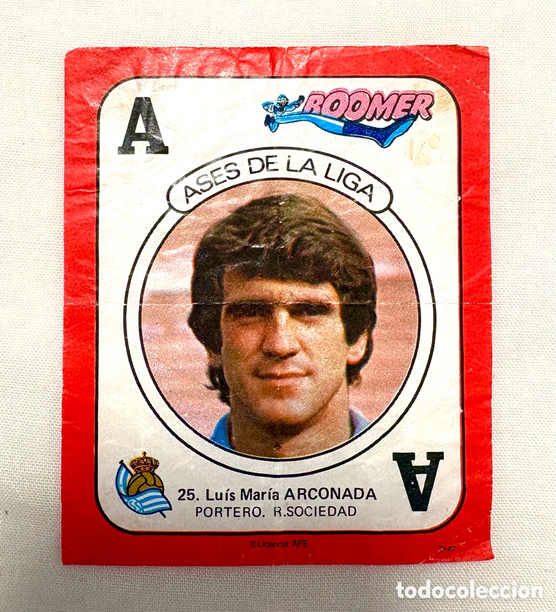 Cromos de f&uacute;tbol: CROMO 25 ARCONADA M&Iacute;TICO ROJO REAL SOCIEDAD BOOMER ASES DE LA LIGA 82 83 . Muy bien