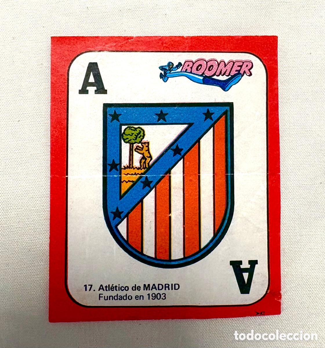 Cromos de f&uacute;tbol: CROMO 17 ESCUDO ATL&Eacute;TICO MADRID ROJO DIF&Iacute;CIL BOOMER ASES DE LA LIGA 82 83 . MUY BUENO