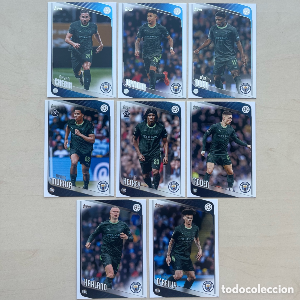 Cromos de f&uacute;tbol: Lote 8 cartas Manchester City Topps Flagship 2025-26