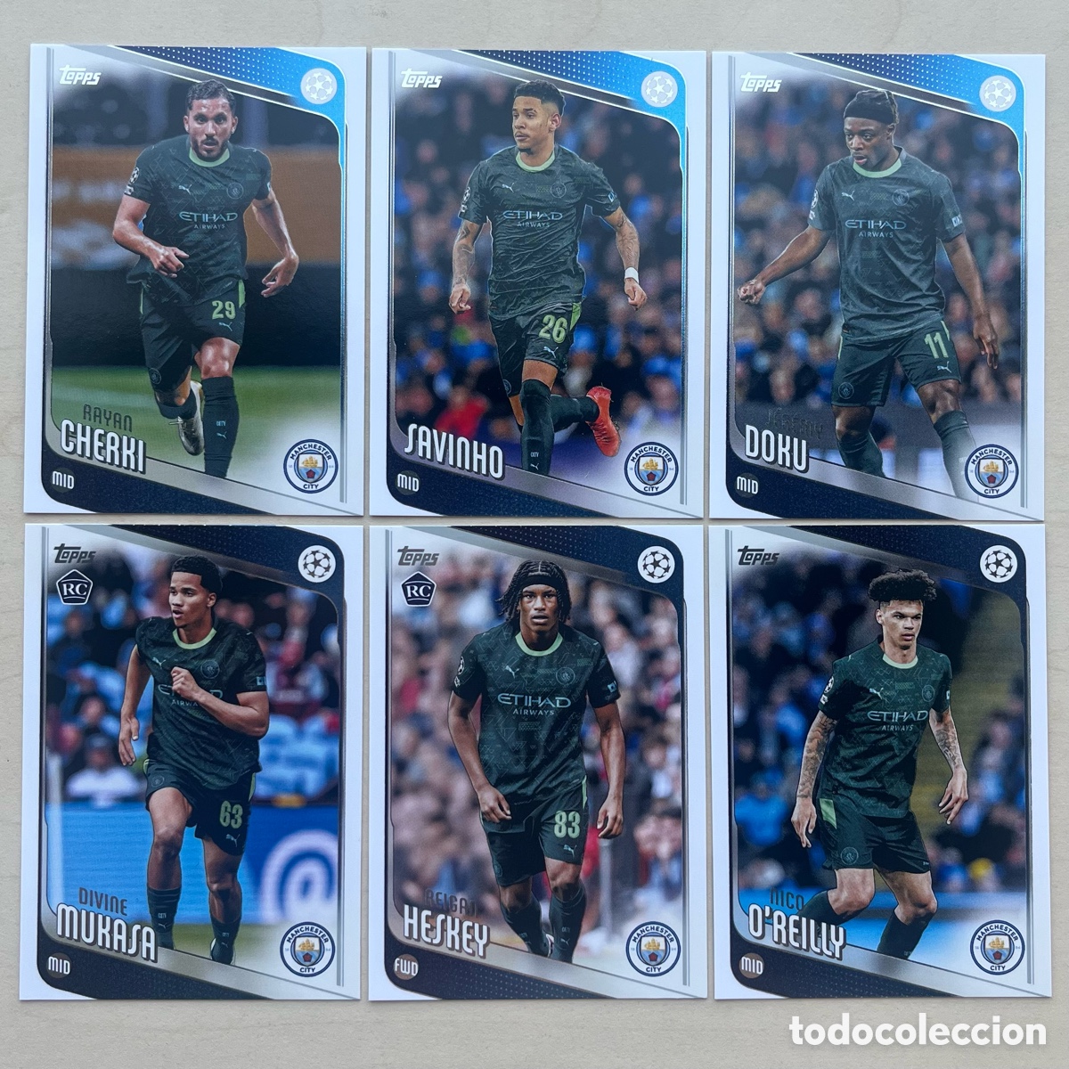 Cromos de f&uacute;tbol: Lote 6 cartas Manchester City Topps Flagship 2025-26