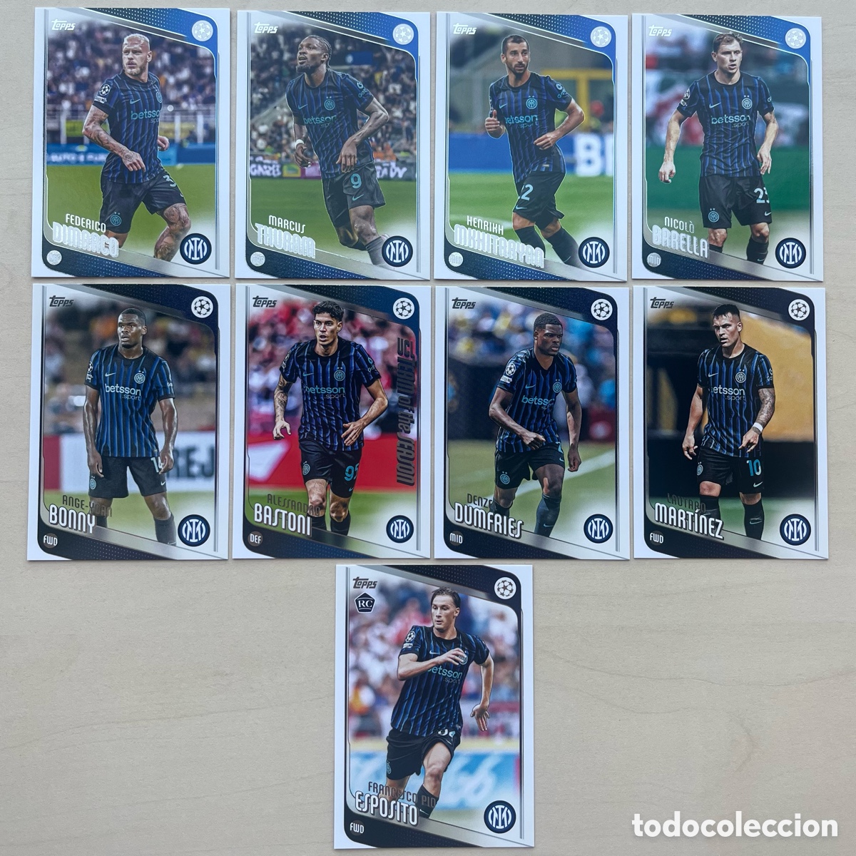 Cromos de f&uacute;tbol: Lote 9 cartas Inter Milan Topps Flagship 2025-26