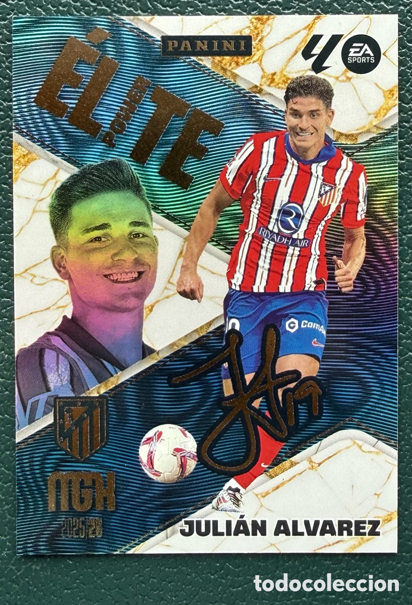 Cartes &agrave; collectionner de Football: P8 JULIAN ALVAREZ ATLETICO DE MADRID ELITE POWER FICHAS ALBUM MEGACRACKS 2025 2026 MGK 25 26