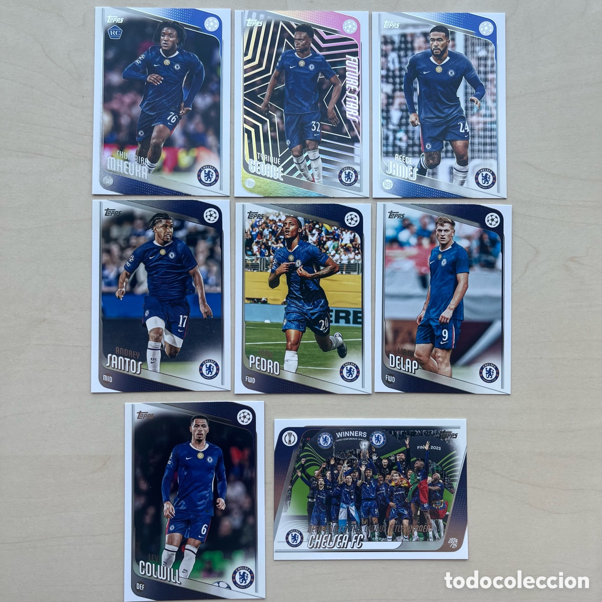 Cromos de f&uacute;tbol: Lote 8 cartas Chelsea Topps Flagship 2025-26