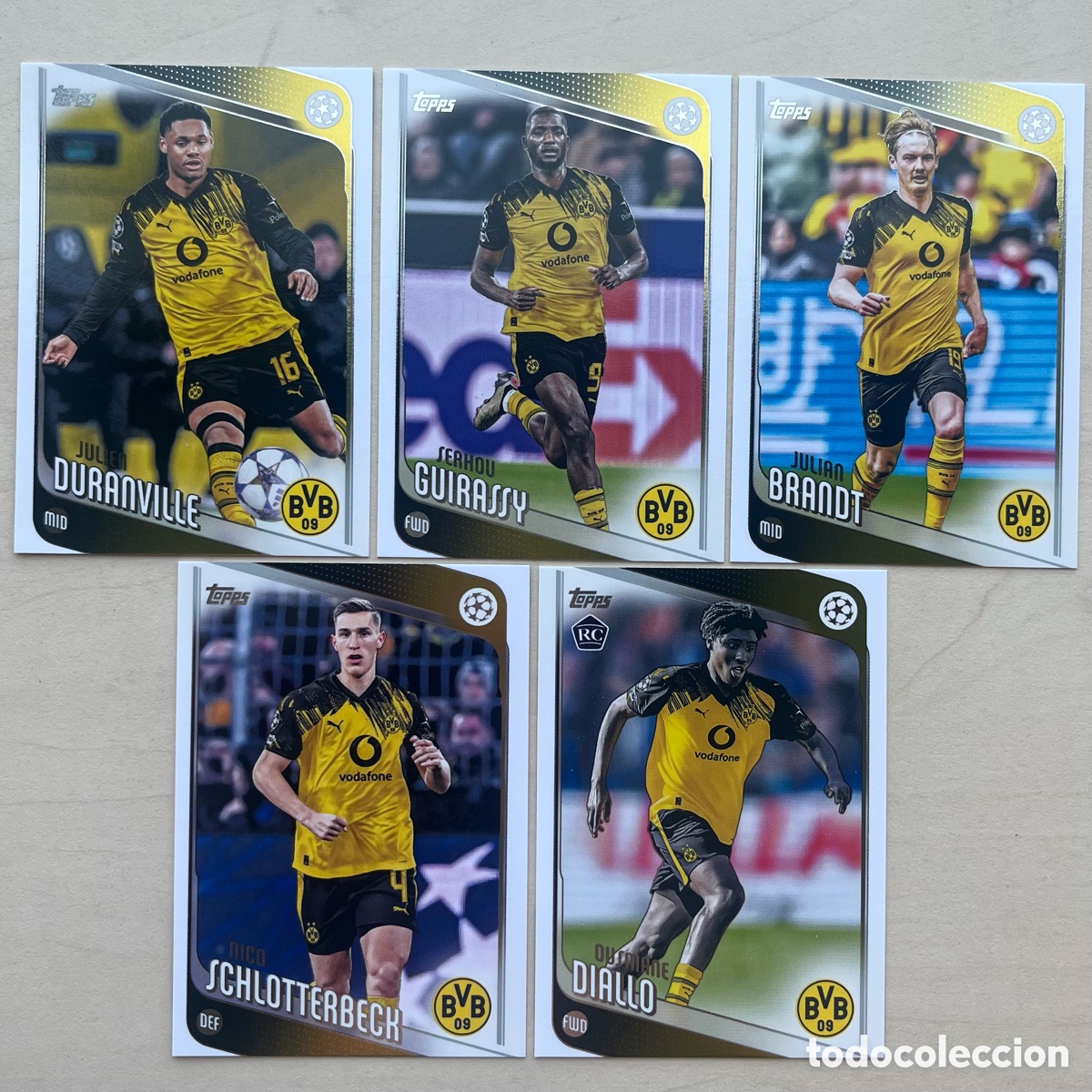 Cromos de f&uacute;tbol: Lote 5 cartas Borussia Dortmund Topps Flagship 2025-26