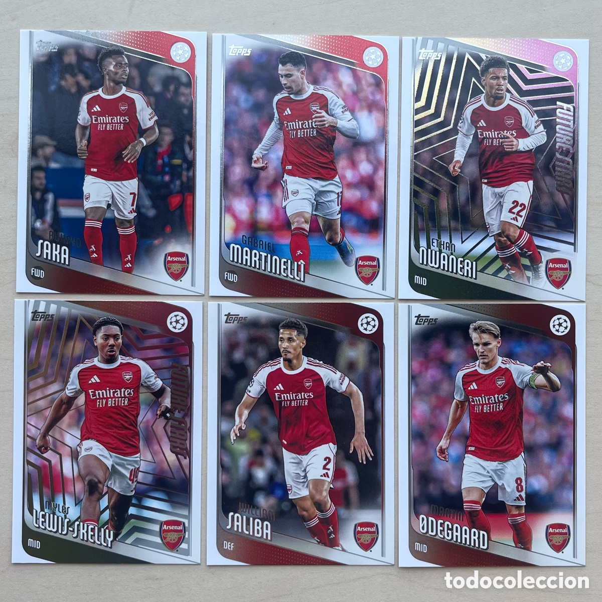 Cromos de f&uacute;tbol: Lote 6 cartas Arsenal Topps Flagship 2025-26