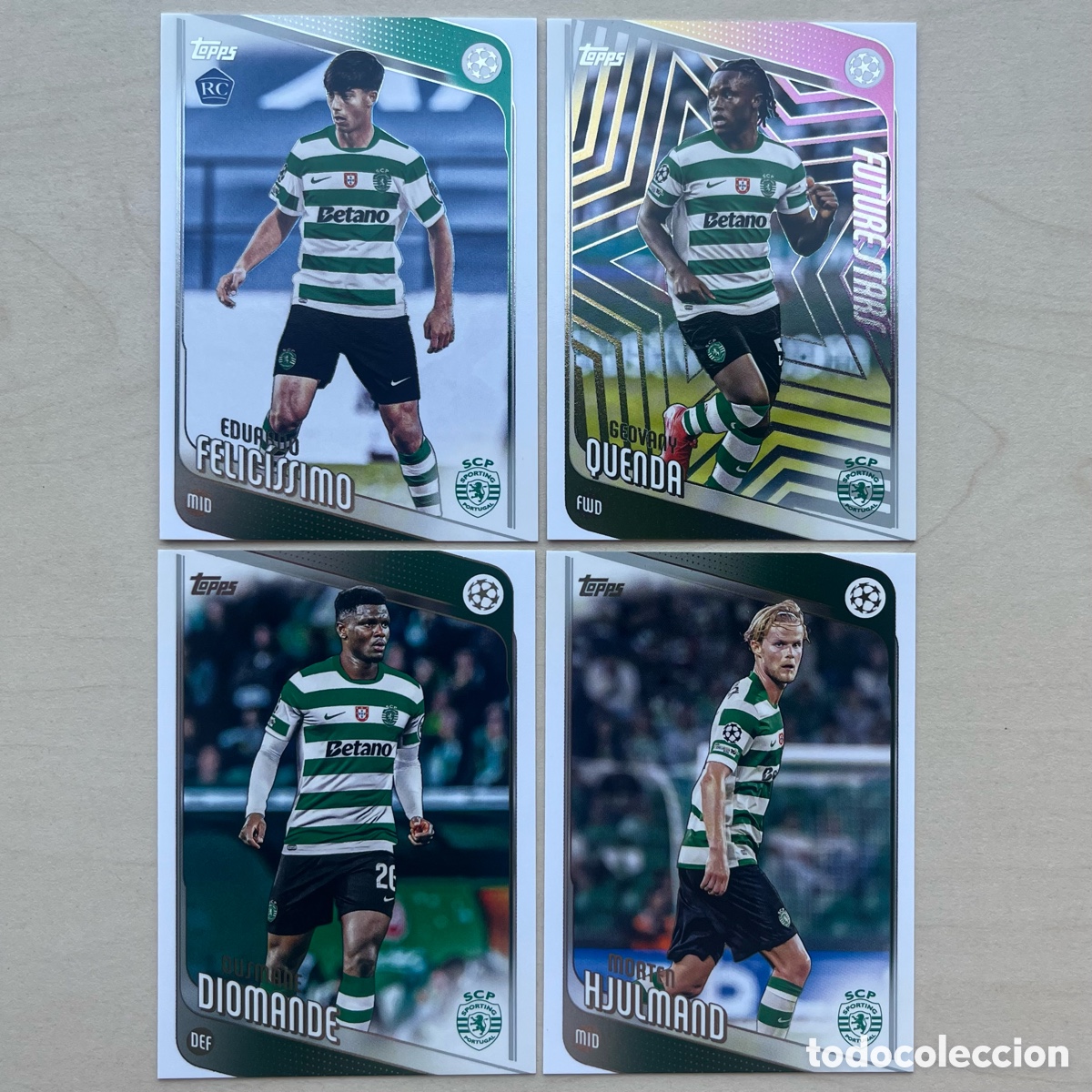 Cromos de f&uacute;tbol: Lote 4 cartas Sporting Portugal Topps Flagship 2025-26